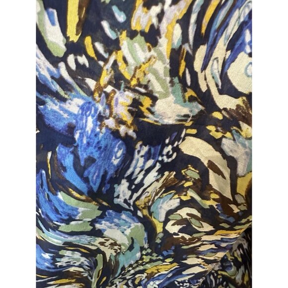 Moulinette Soeurs Anthropologie Blue Silk Oak Apple Faux Wrap Dress Sz 6 EUC - Picture 3 of 7